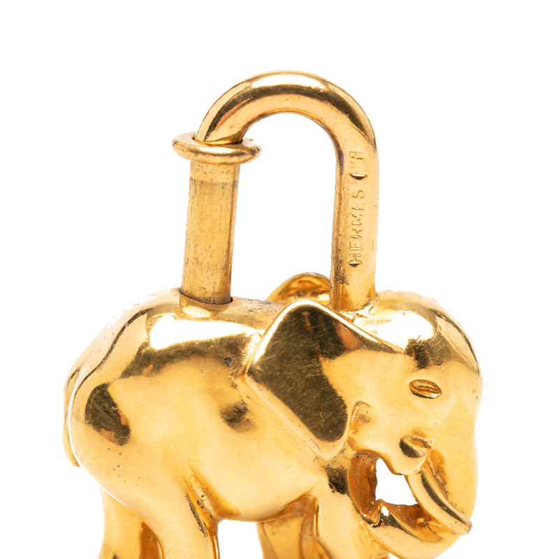 Gold Plated Elephant Cadena Lock Charm - Image 4
