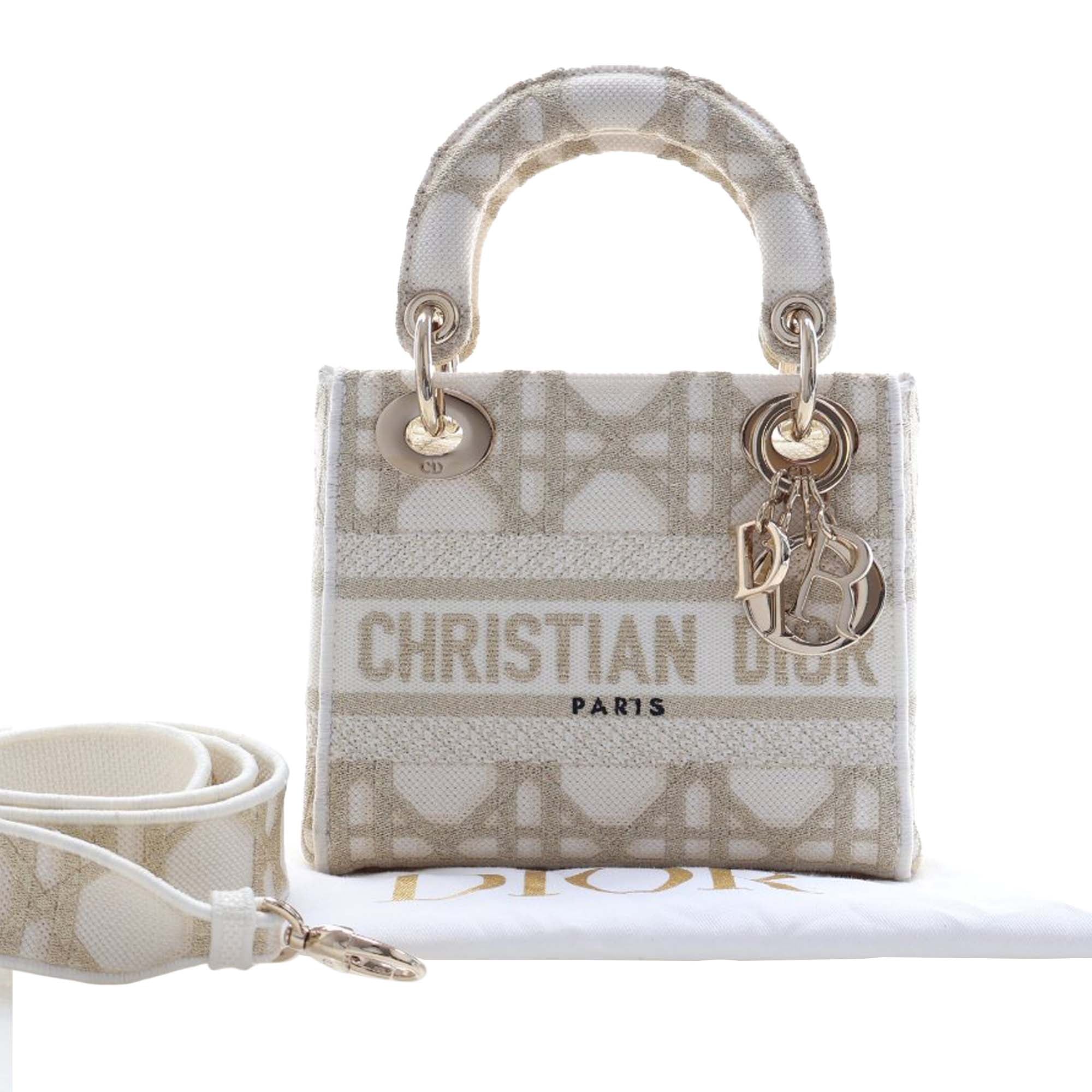 Mini Embroidered Canvas Cannage Lady D Lite - Image 15