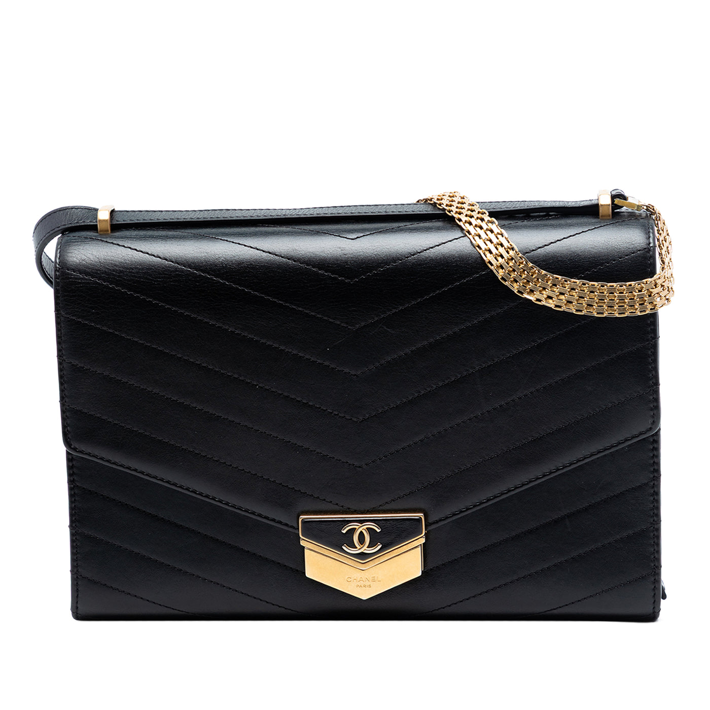 CC Chevron Calfskin Medal Flap - Image 1
