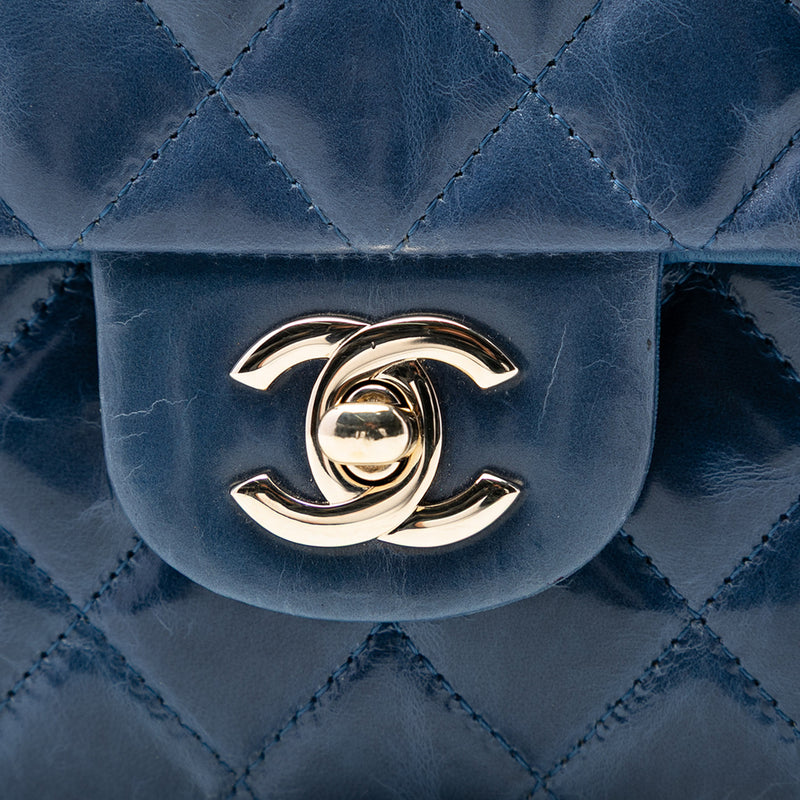 Medium Classic Glazed Calfskin Camellia Double Flap - Image 5