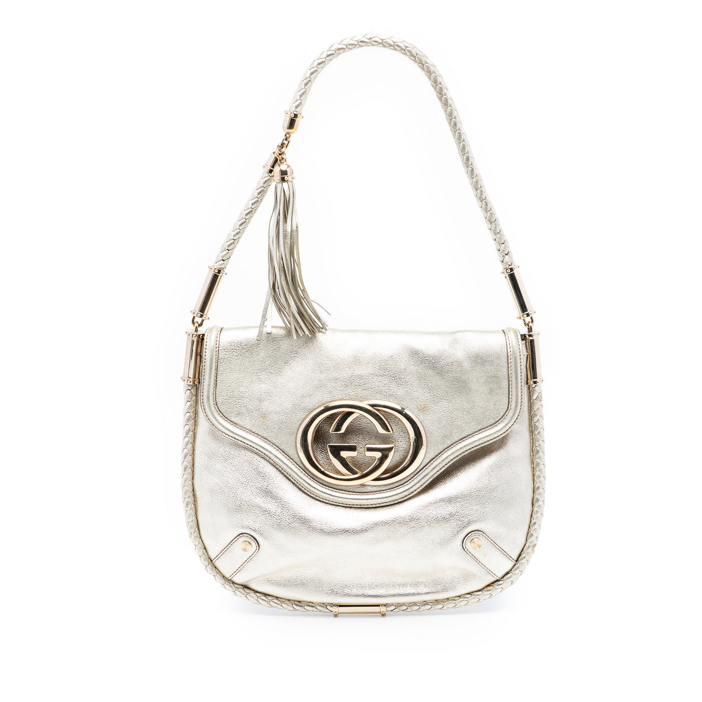 Medium Metallic Calfskin Britt Tassel Flap Shoulder Bag - Image 1