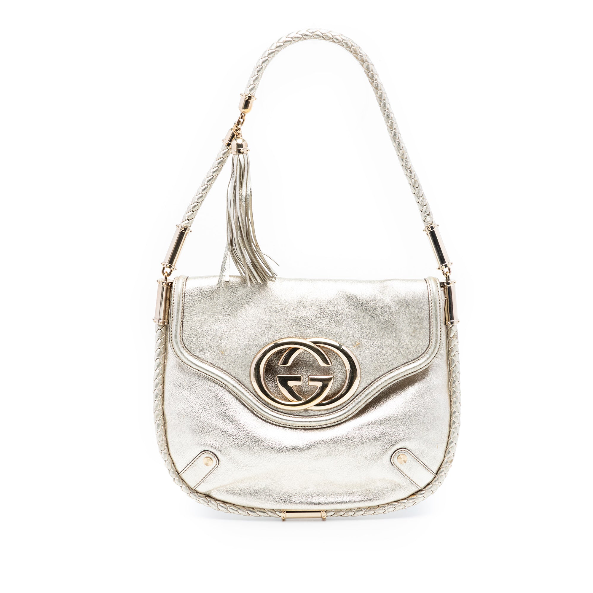 Medium Metallic Calfskin Britt Tassel Flap Shoulder Bag - Image 1
