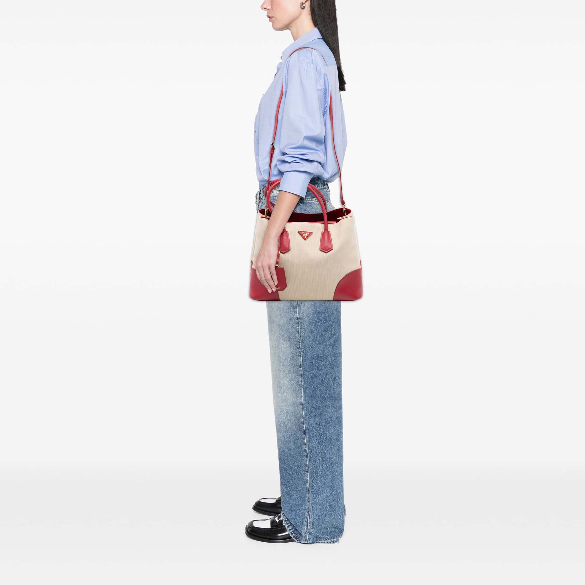 Large Canapa and Saffiano Double Satchel - Image 6