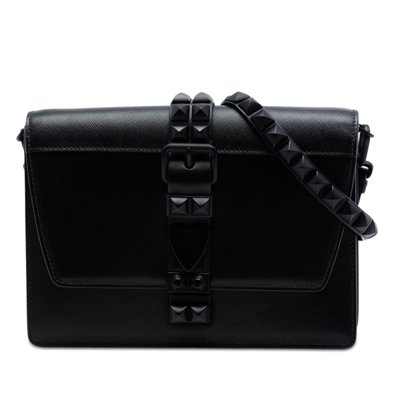 Saffiano Trimmed Studded City Calf Elektra Crossbody