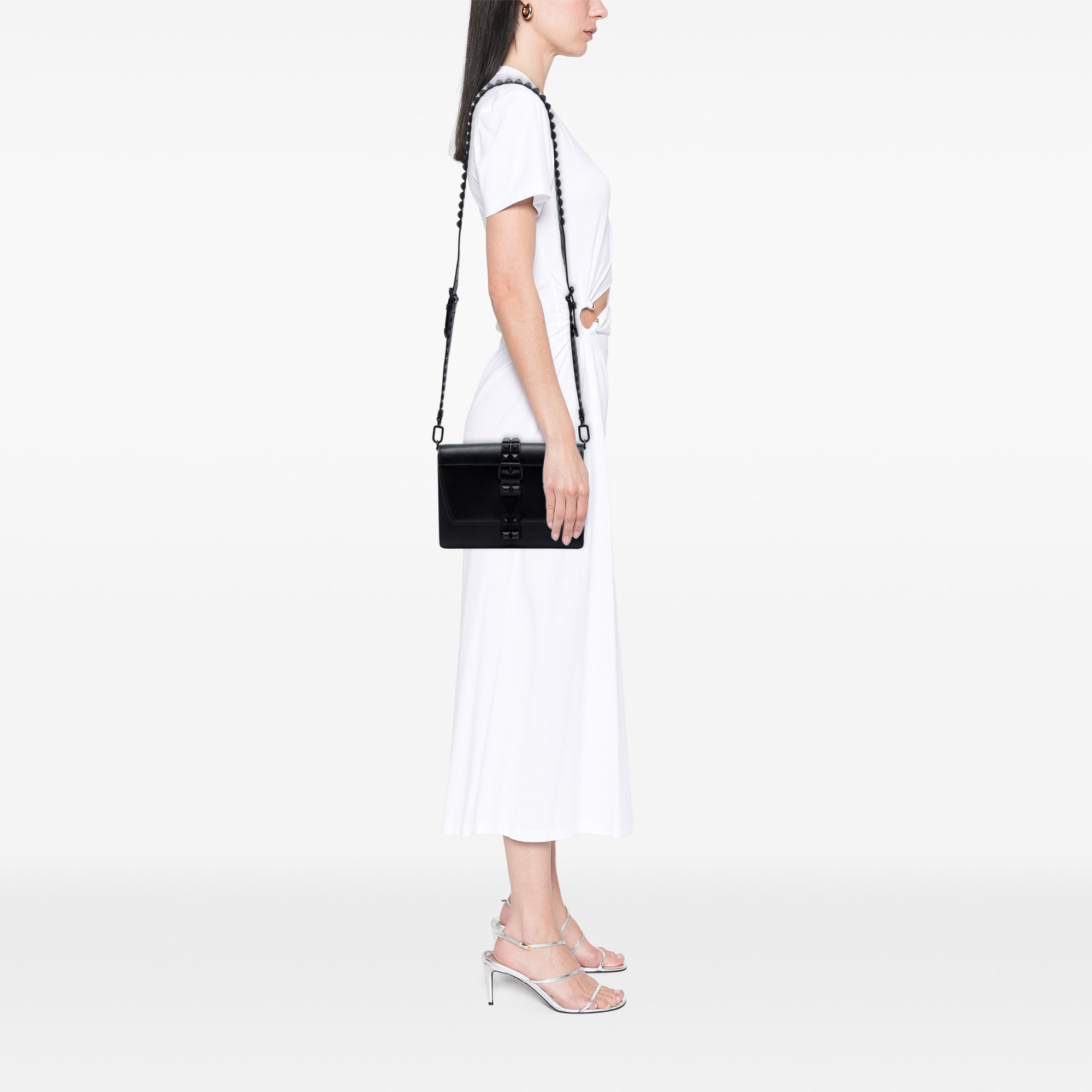 Saffiano Trimmed Studded City Calf Elektra Crossbody - Image 6