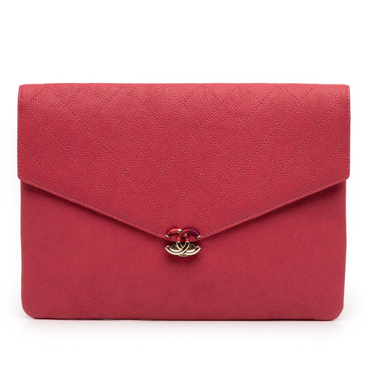 Paris Cuba Quilted Caviar Thread Around Envelope Clutch - Image 1