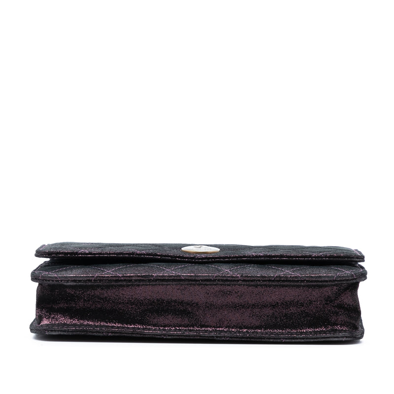 Quilted Iridescent Lambskin Tartan Button Wallet On Chain - Image 3