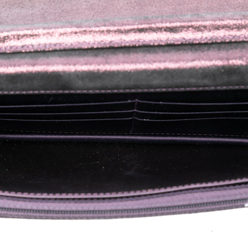 Quilted Iridescent Lambskin Tartan Button Wallet On Chain - Image 4
