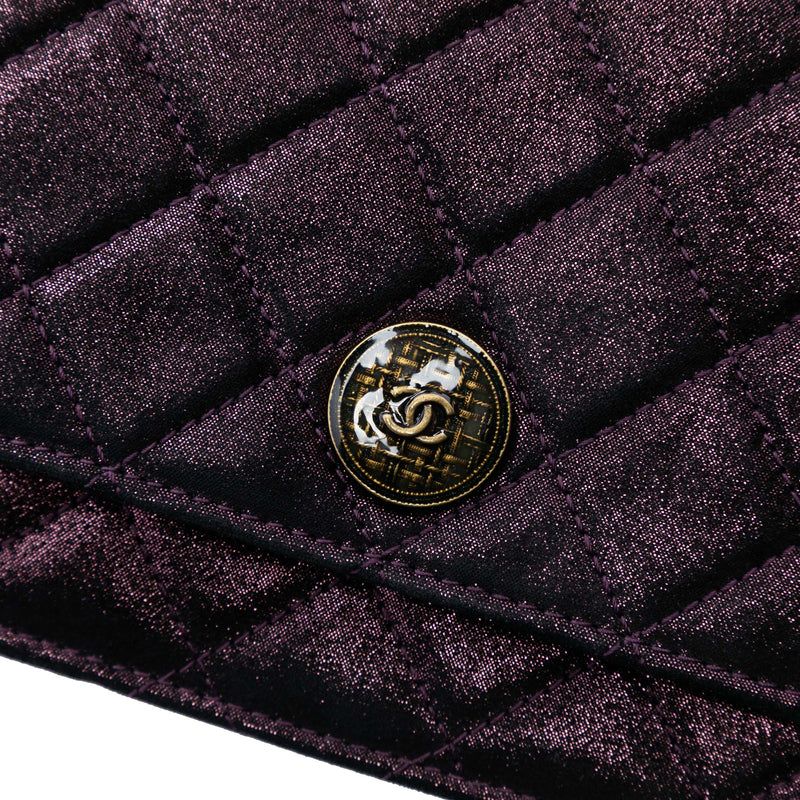 Quilted Iridescent Lambskin Tartan Button Wallet On Chain - Image 6