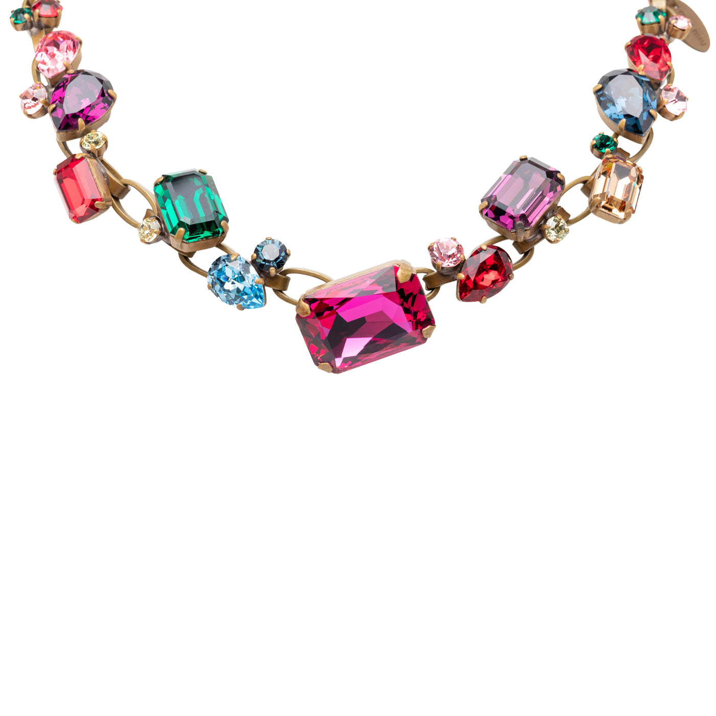 Gold Plated Strass Stone and Leather Choker Necklace - Image 1