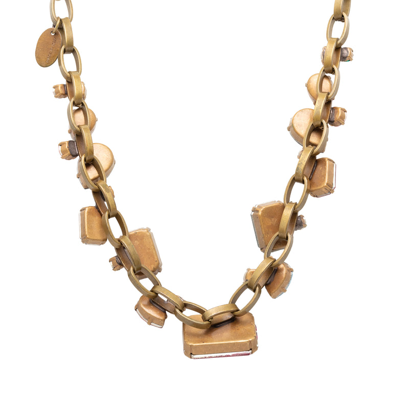 Gold Plated Strass Stone and Leather Choker Necklace - Image 2