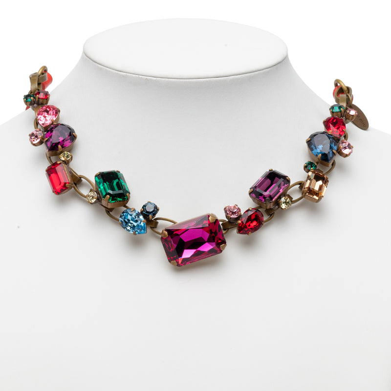 Gold Plated Strass Stone and Leather Choker Necklace - Image 6
