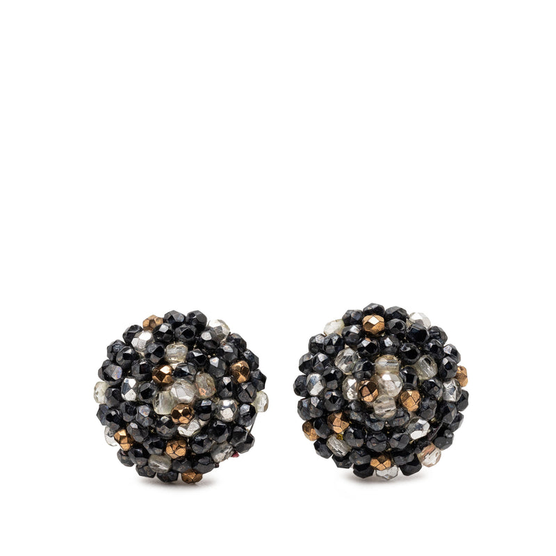 Beaded Round Clip On Earrings