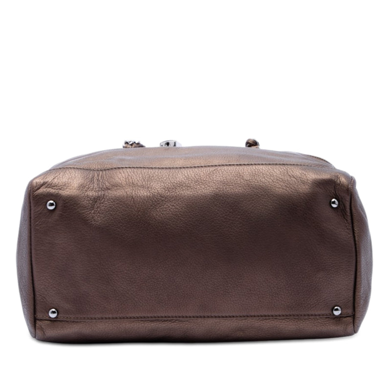 Metallic Deerskin CC Luxe Ligne Bowler Bag - Image 3