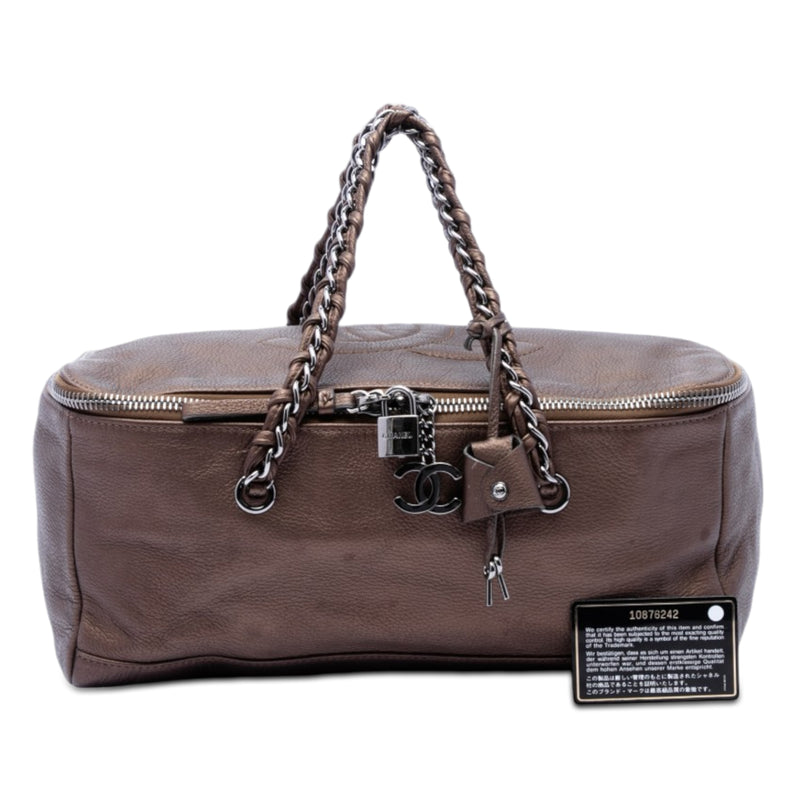 Metallic Deerskin CC Luxe Ligne Bowler Bag - Image 8