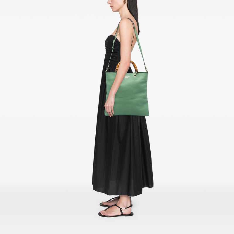 Tall Calfskin Bamboo Shopper Tote - Image 5