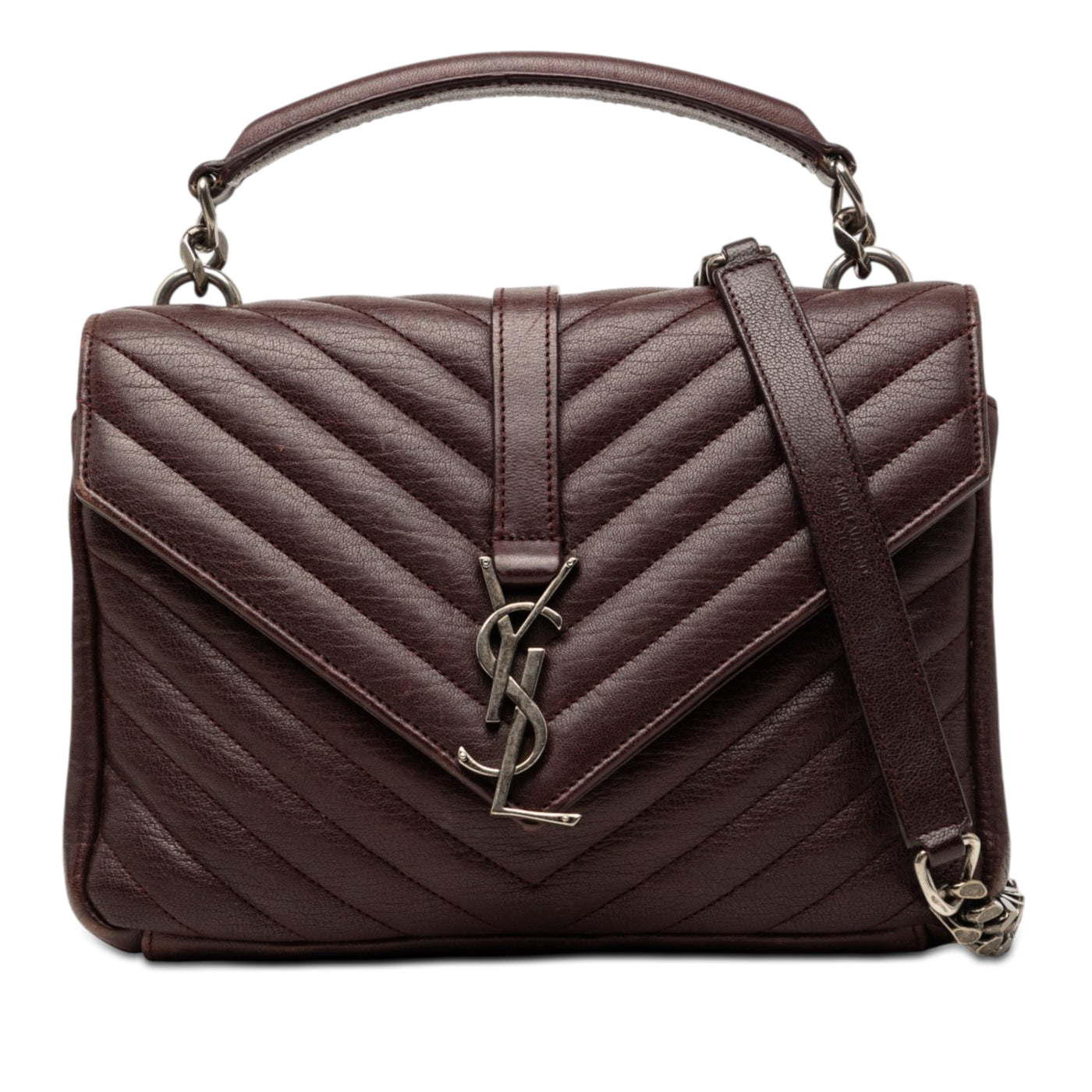 Medium Quilted Chevron Sheepskin College Satchel - Image 1