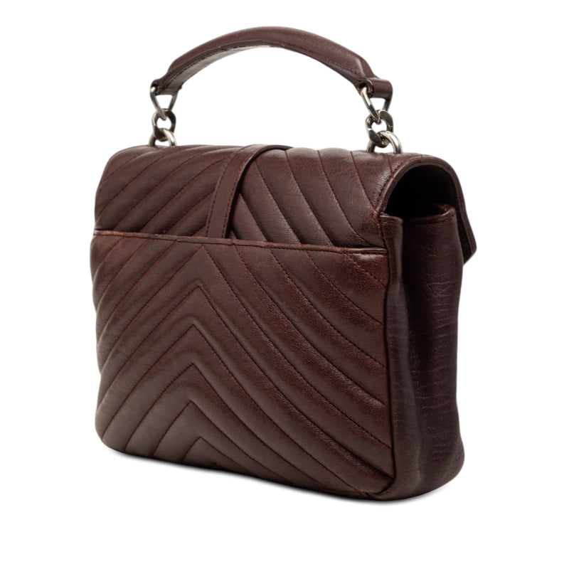 Medium Quilted Chevron Sheepskin College Satchel - Image 2