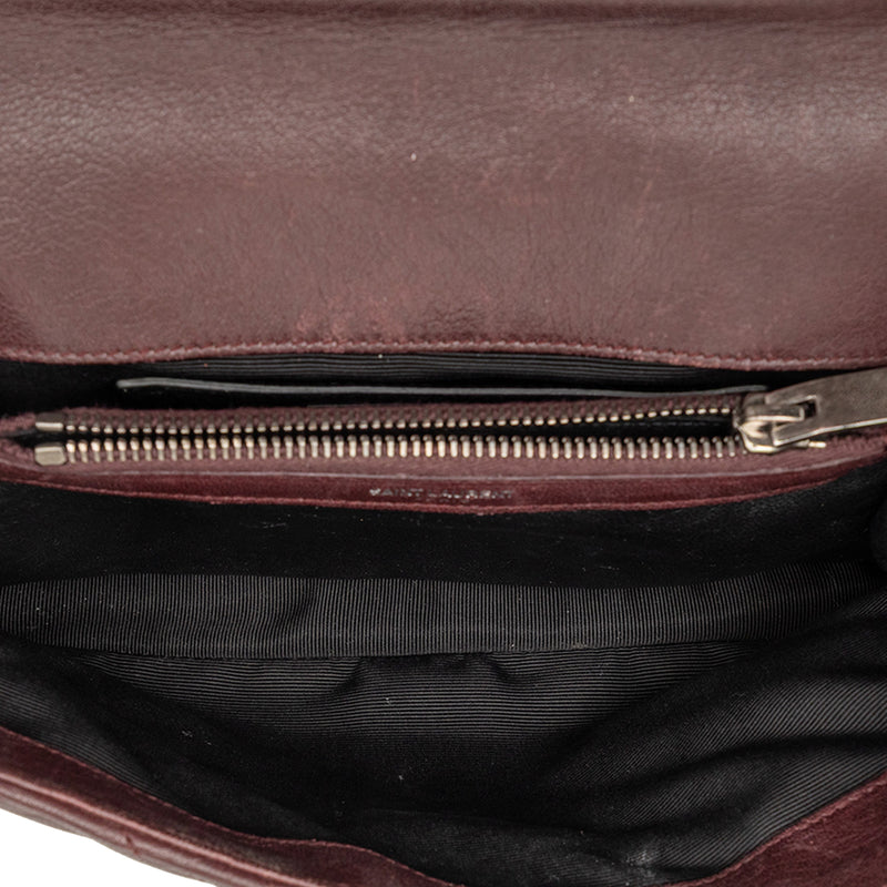 Medium Quilted Chevron Sheepskin College Satchel - Image 4