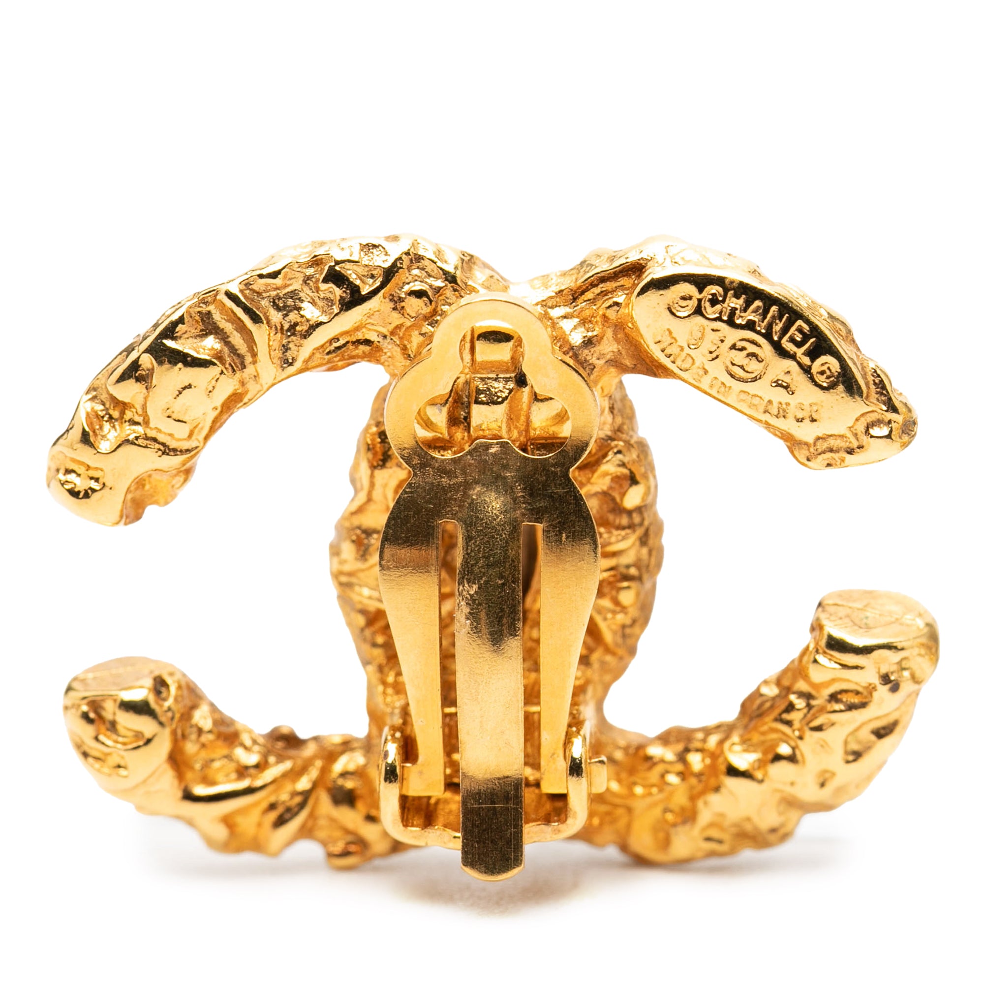 CC Gold Plated Lava Clip On Earrings - Image 3