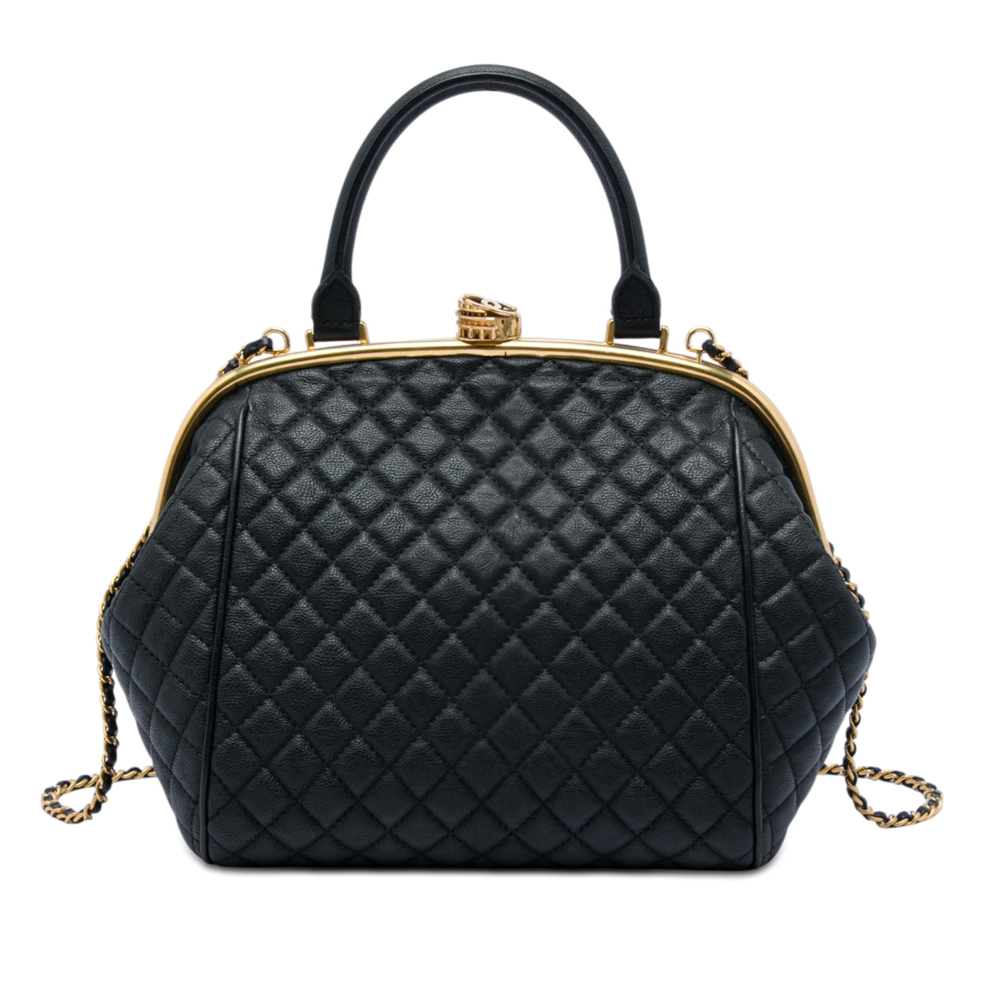 Paris Rome Quilted Calfskin Colosseum Lock Frame Bowling Bag - Image 1