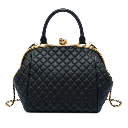 Paris Rome Quilted Calfskin Colosseum Lock Frame Bowling Bag - Image 1