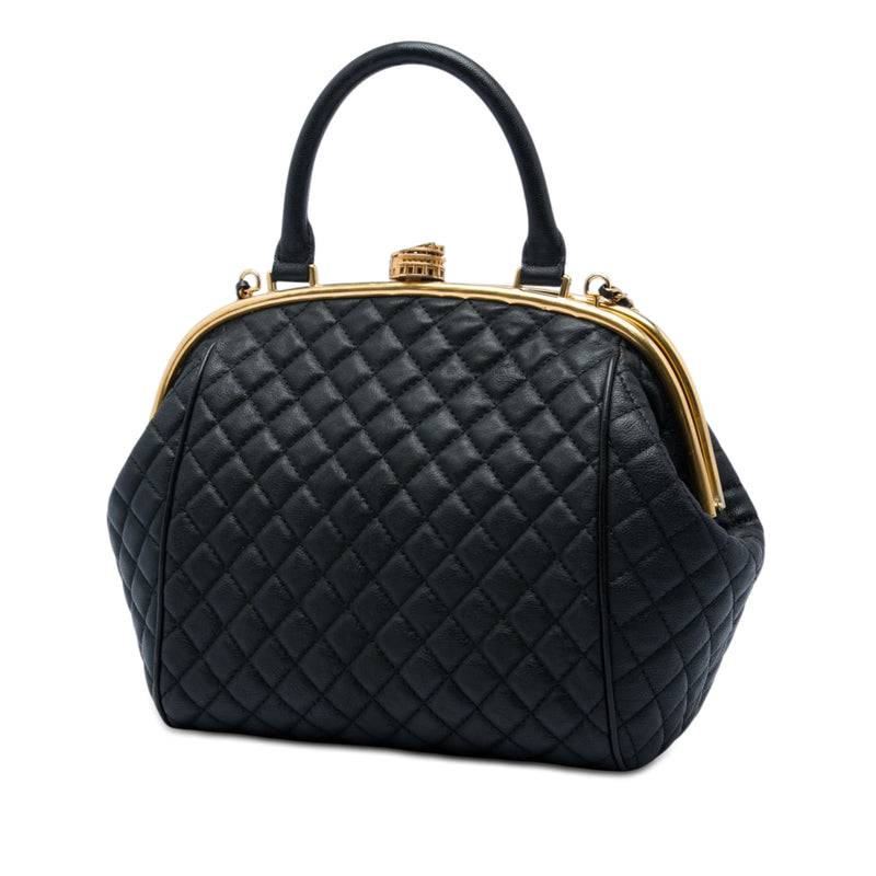Paris Rome Quilted Calfskin Colosseum Lock Frame Bowling Bag - Image 2