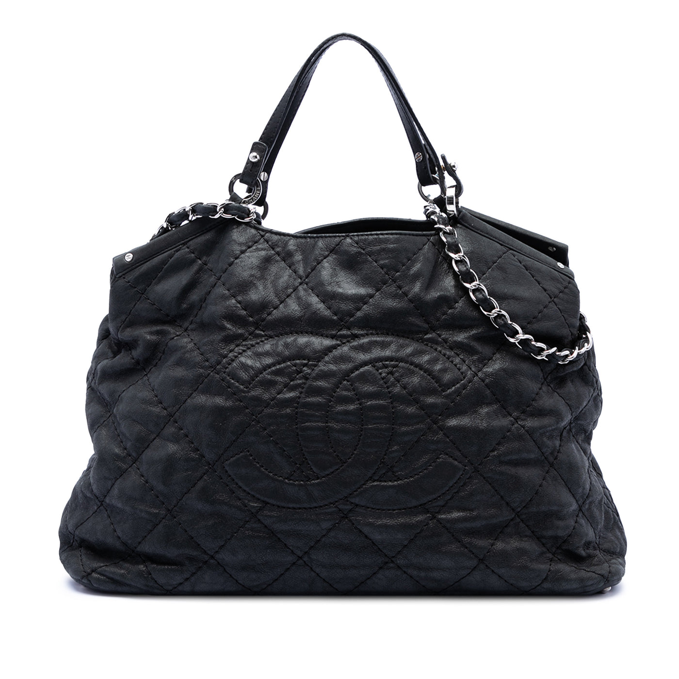 Large CC Quilted Iridescent Calfskin Sea Hit Tote - Image 1