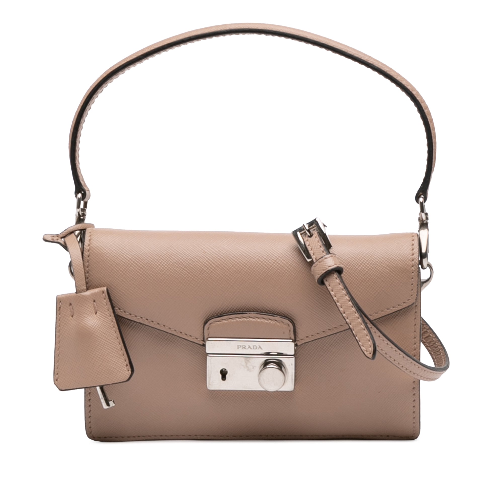 Mini Saffiano Lux Sound Lock Satchel - Image 1