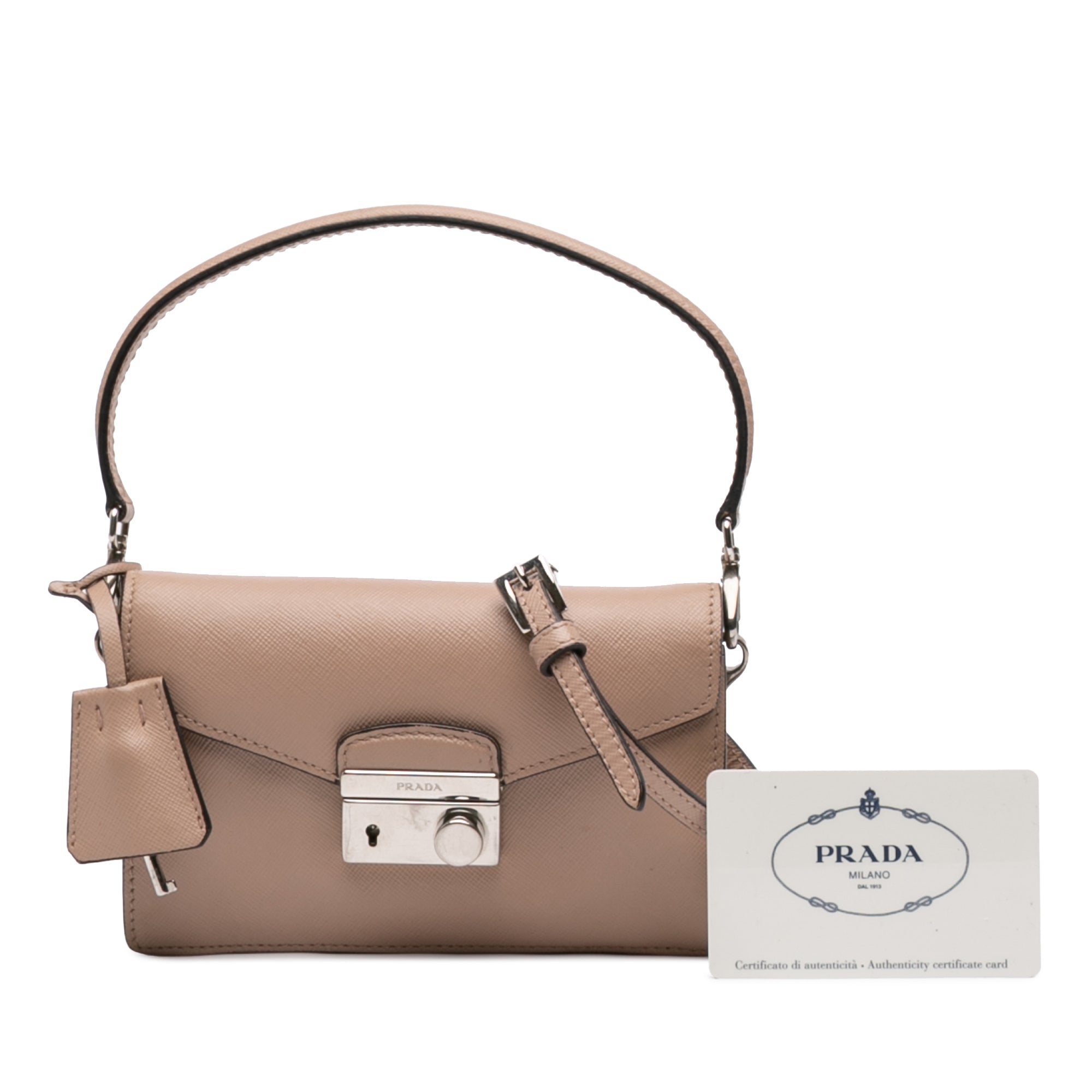 Mini Saffiano Lux Sound Lock Satchel - Image 9