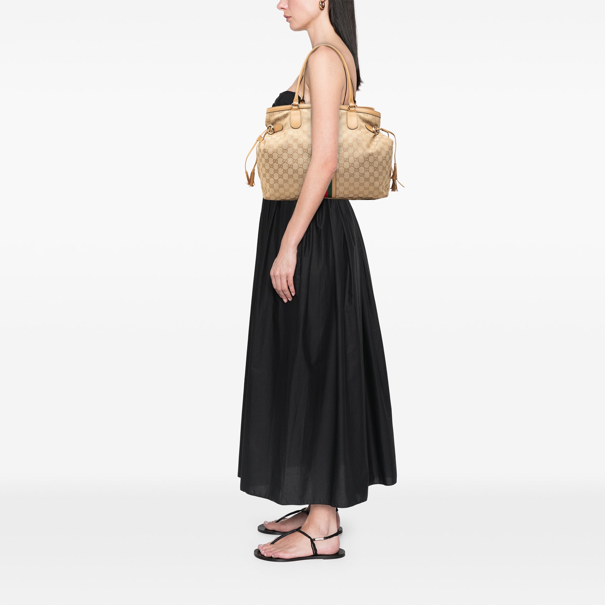 GG Canvas Web Tassel Tote - Image 7