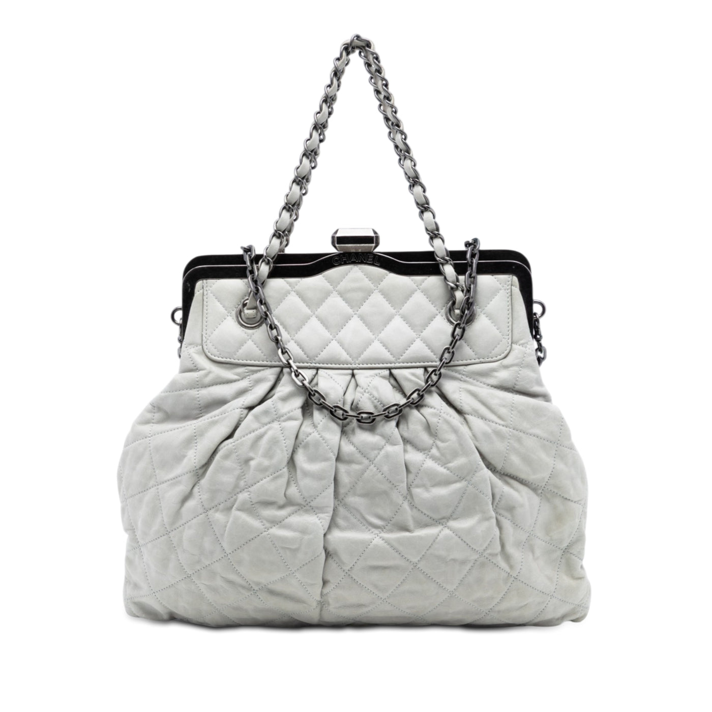 Iridescent Calfskin Chic Quilt Frame Satchel - Image 1
