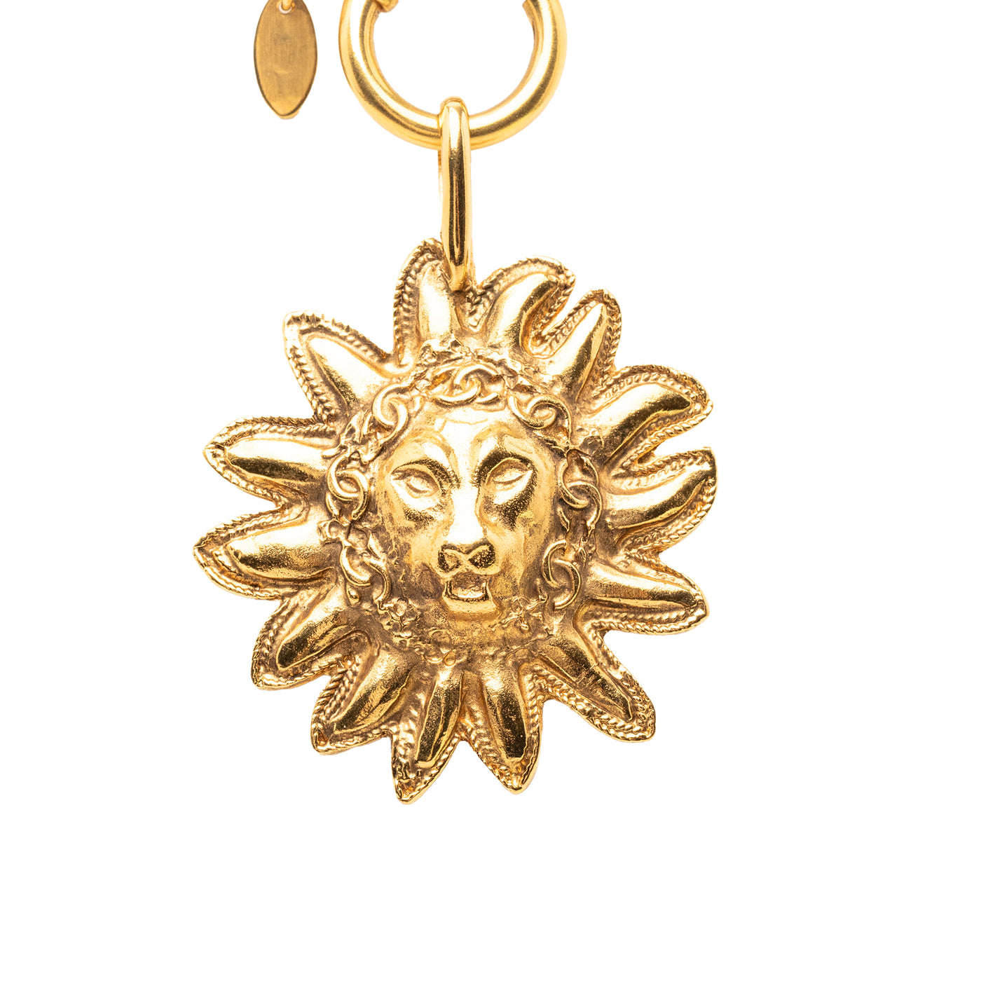 Gold Plated Leo Lion Sun Medallion Necklace - Image 1