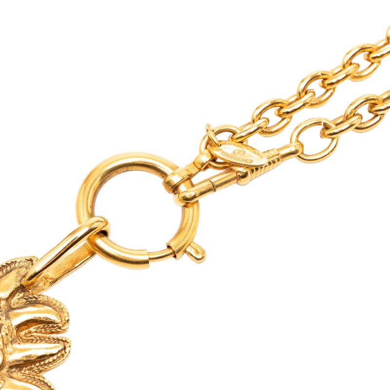 Gold Plated Leo Lion Sun Medallion Necklace - Image 4