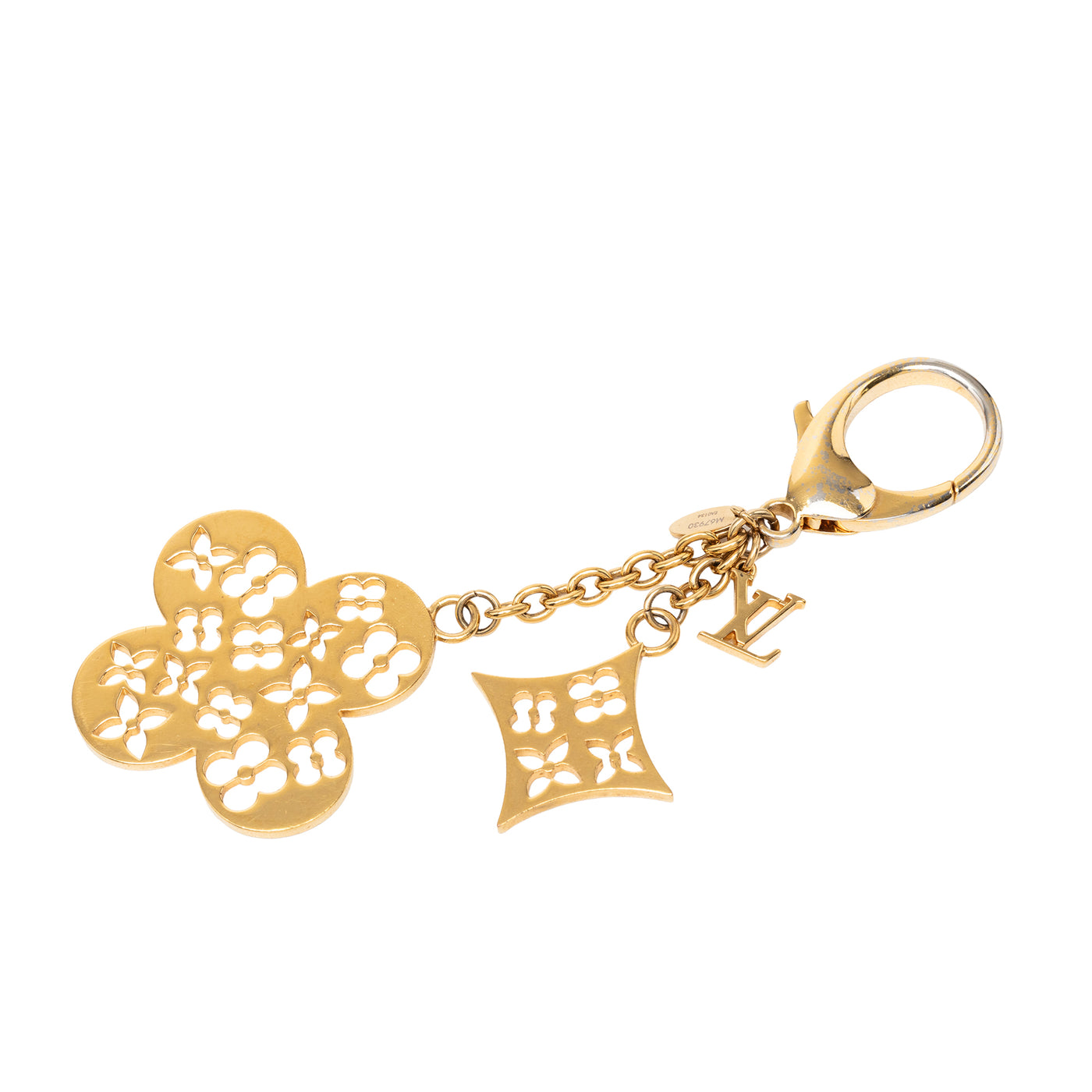 Gold Plated Monogram Ivy Flower Bag Charm - Image 1