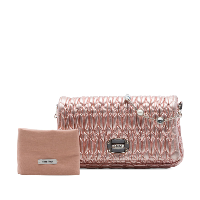 Matelasse Metallic Nappa Crystal Chain Satchel - Image 7