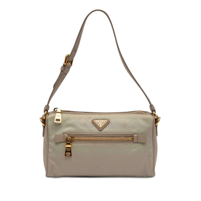 Saffiano Trimmed Tessuto Pocket Shoulder Bag