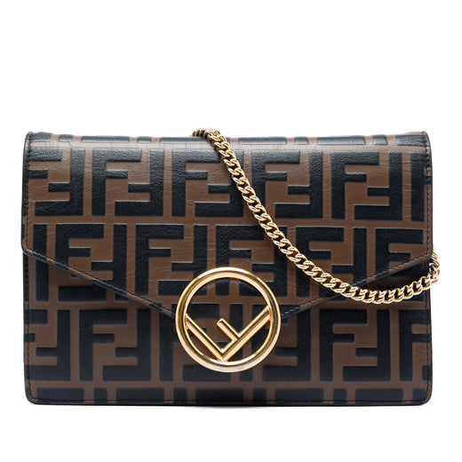 Zucca Embossed Leather F Is Fendi Envelope Wallet On Chain - Image 1