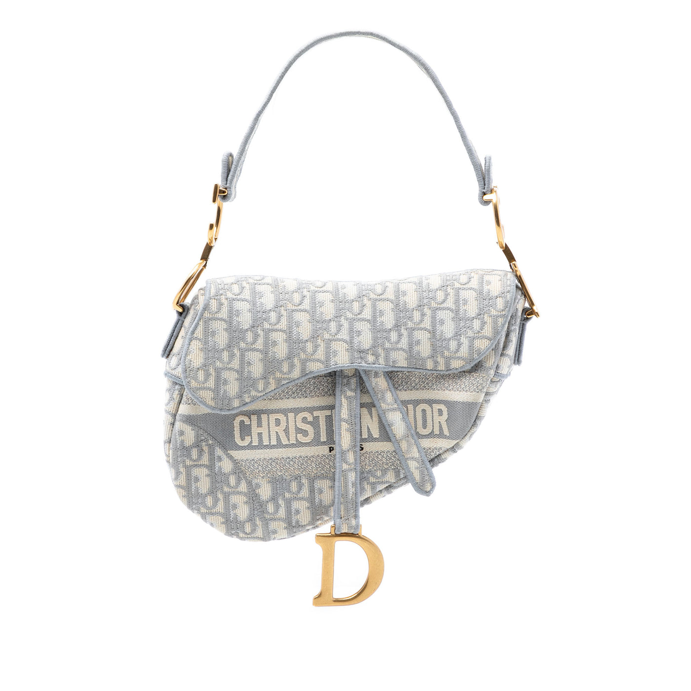 Oblique Embroidered Canvas Saddle Bag - Image 1