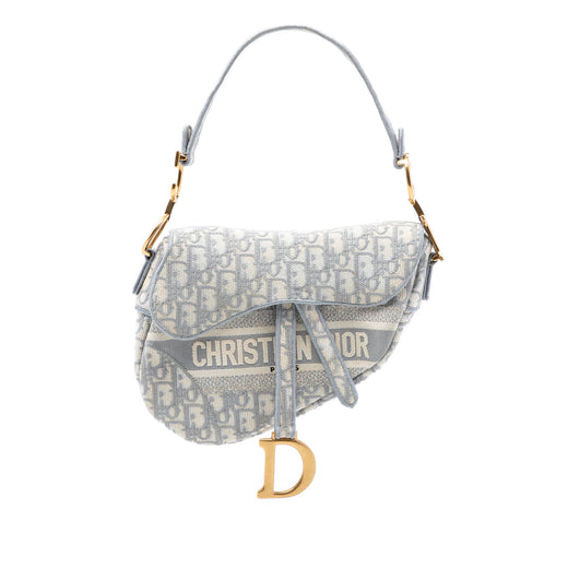 Oblique Embroidered Canvas Saddle Bag - Image 1