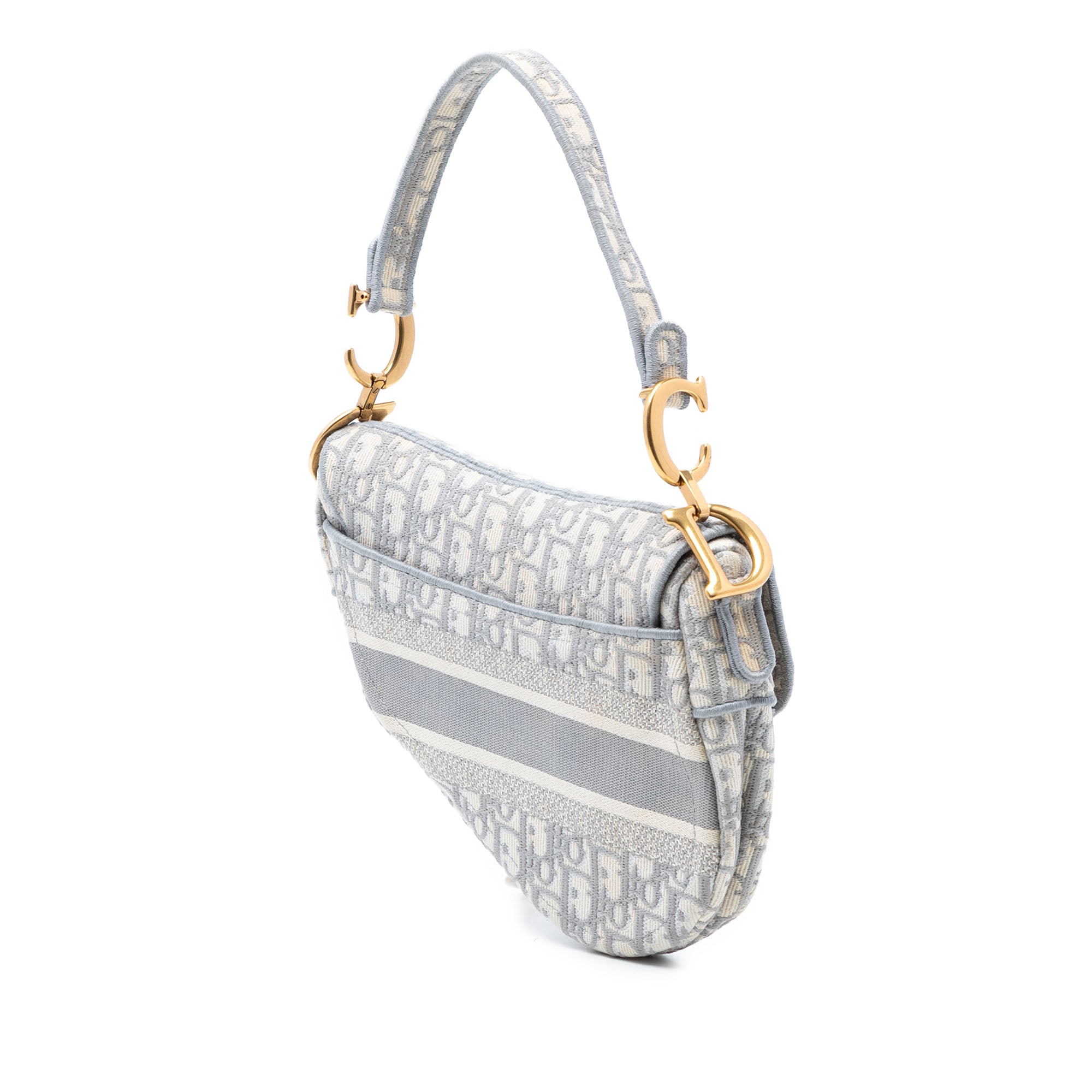 Oblique Embroidered Canvas Saddle Bag - Image 2