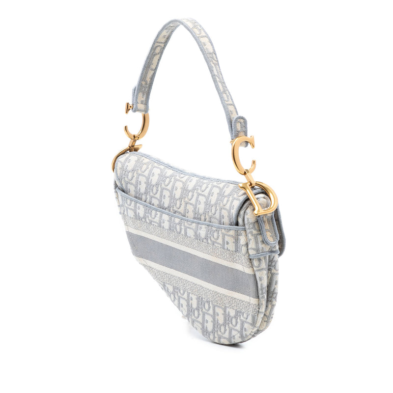 Oblique Embroidered Canvas Saddle Bag - Image 2