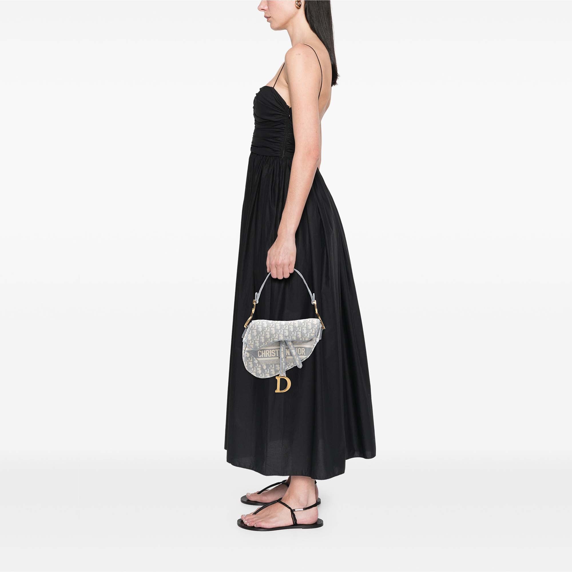 Oblique Embroidered Canvas Saddle Bag - Image 7