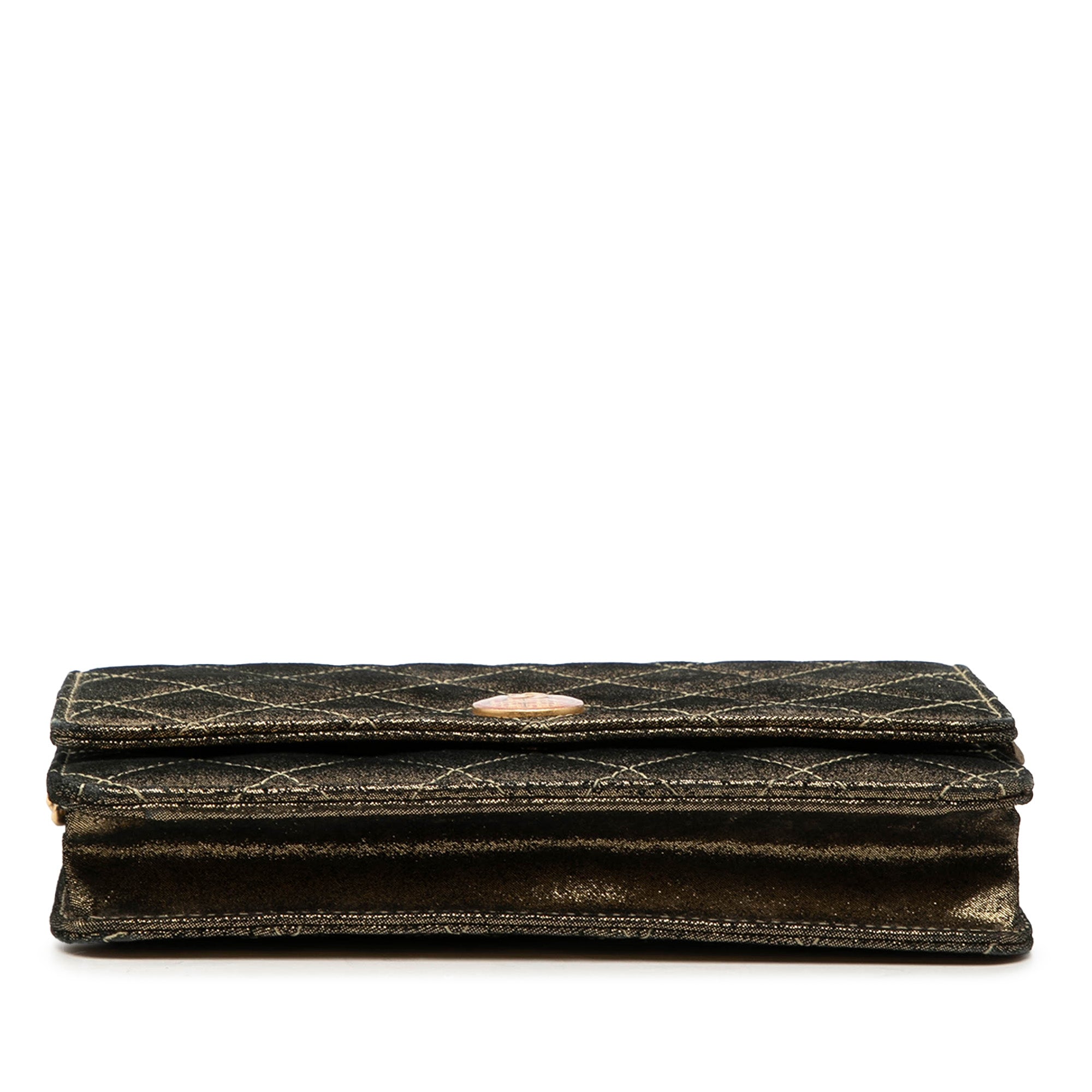 Quilted Iridescent Lambskin Tartan Button Wallet On Chain - Image 3