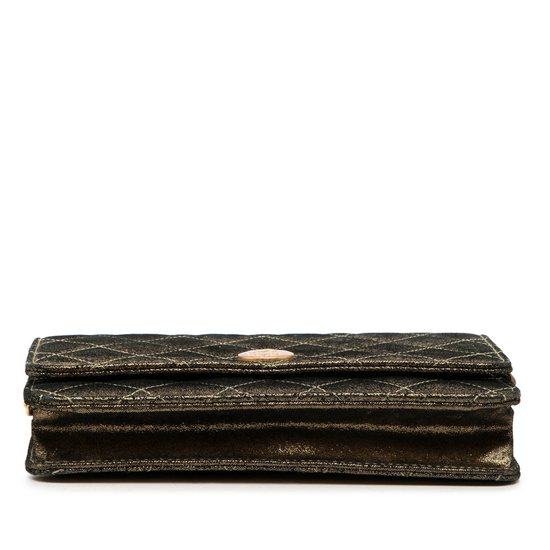 Quilted Iridescent Lambskin Tartan Button Wallet On Chain - Image 3