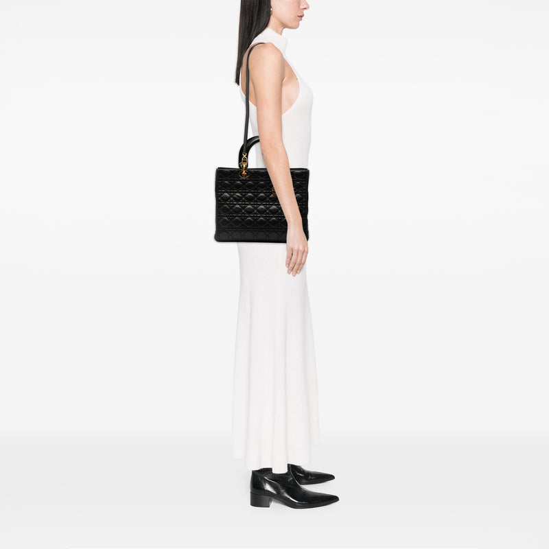 Large Lambskin Cannage Lady Dior - Image 7