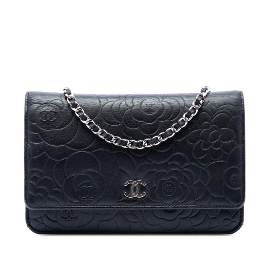 CC Embossed Lambskin Camellia Wallet On Chain - Image 1