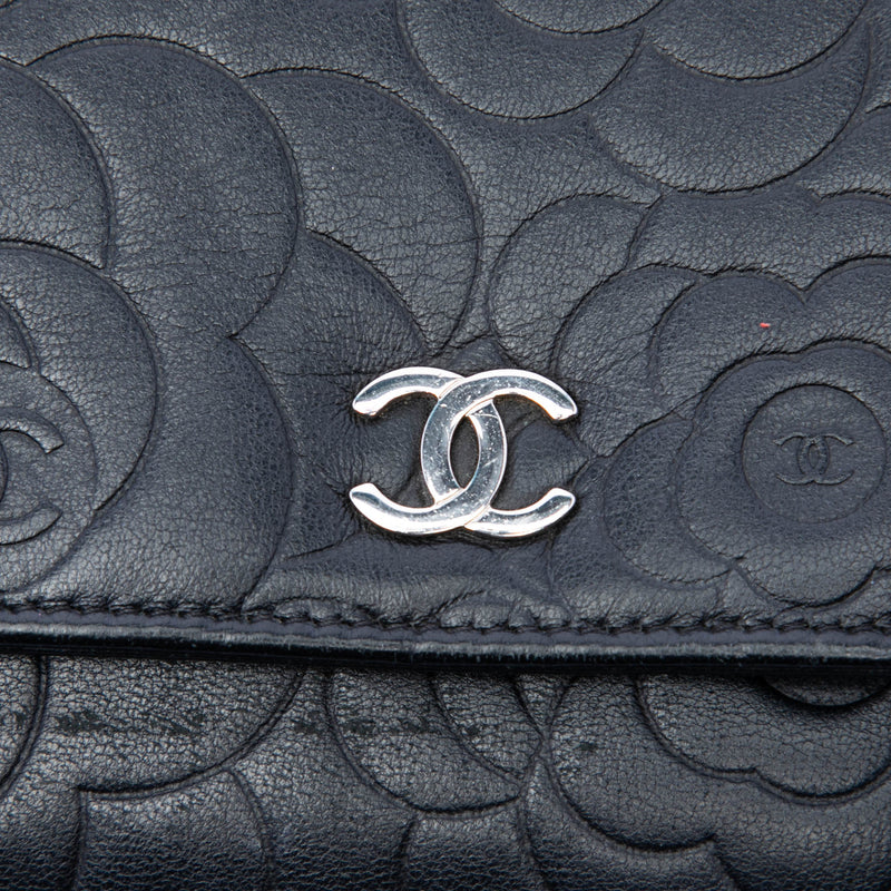 CC Embossed Lambskin Camellia Wallet On Chain - Image 5