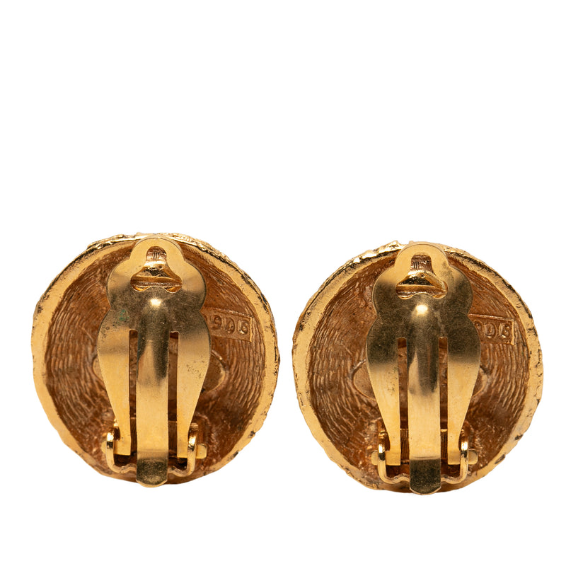 CC Gold Plated Woven Round Clip On Earrings - Image 2