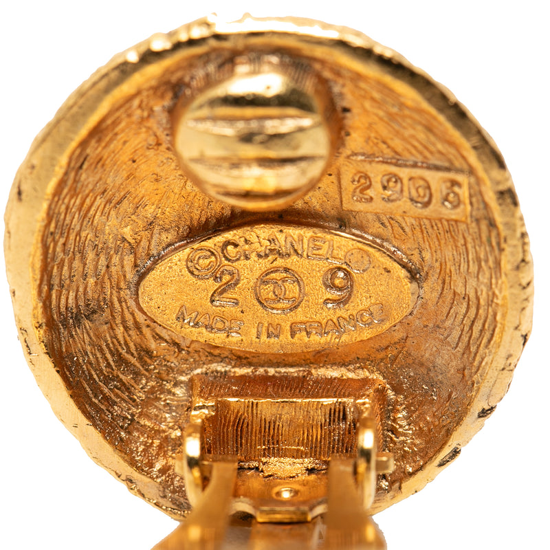 CC Gold Plated Woven Round Clip On Earrings - Image 3